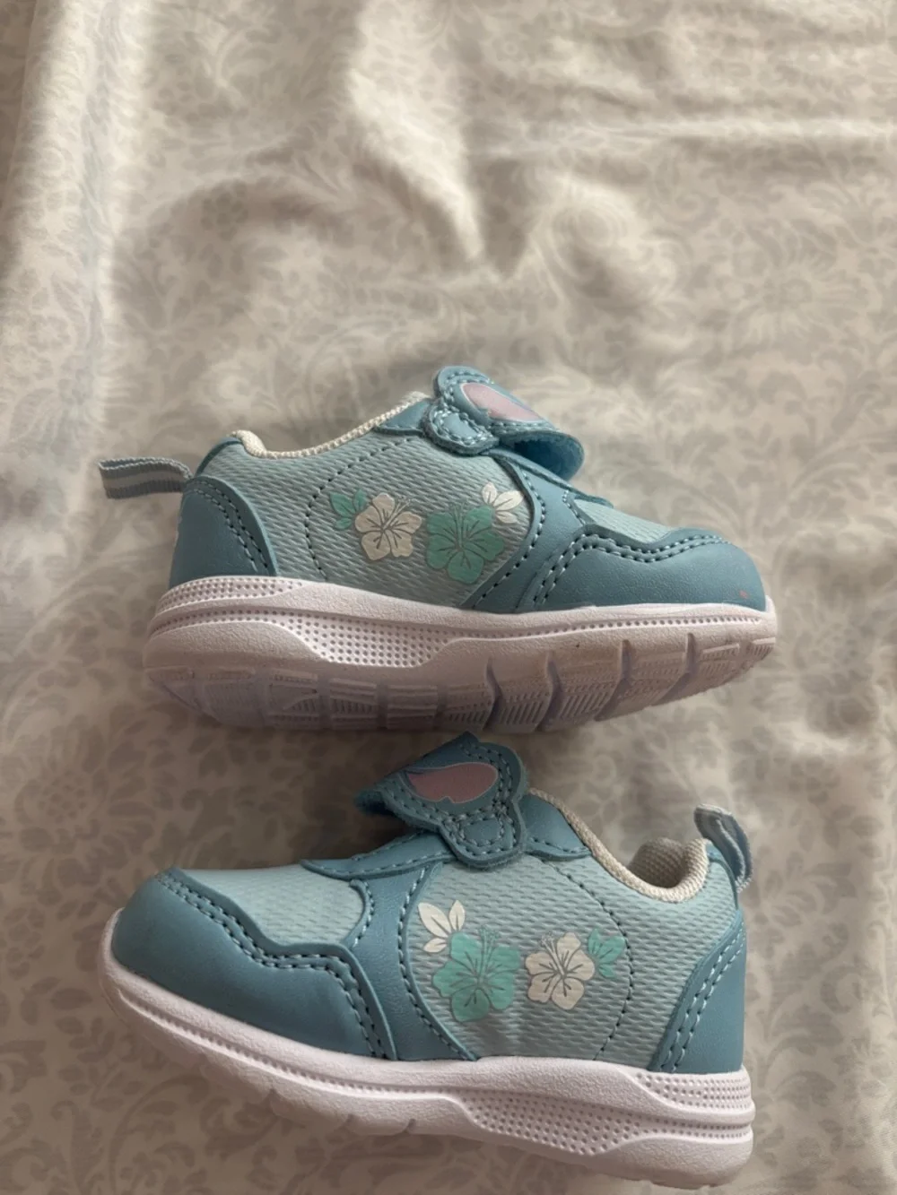 Stitch Disney Light Blue Sneakers with Hook-and-Loop Strap